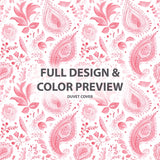 French Country Bedding Set of 5 - Red And White Delicate Paisley Duvet Cover And Throw Pillow Set