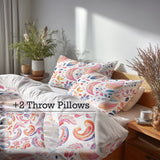 Paisley 5 Pcs Bedding Set - Summer Glam Paisley Petals Duvet Cover And Pillow Set