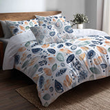 Paisley Duvet Cover Set of 5 - Blue And Orange Paisley Petals Bedding And Throw Pillow Set