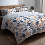 Paisley Duvet Cover Set of 5 - Blue And Orange Paisley Petals Bedding And Throw Pillow Set