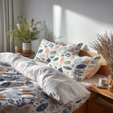Paisley Duvet Cover Set of 5 - Blue And Orange Paisley Petals Bedding And Throw Pillow Set