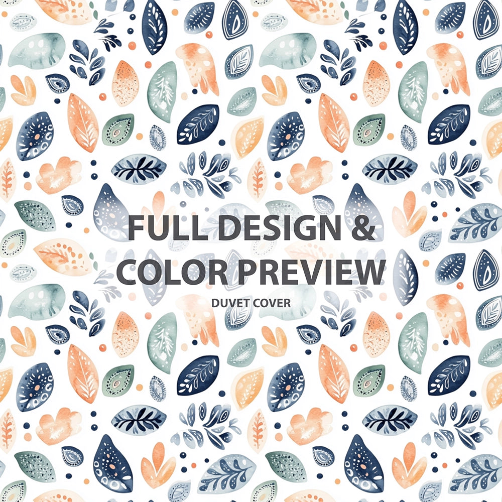 Paisley Duvet Cover Set of 5 - Blue And Orange Paisley Petals Bedding And Throw Pillow Set
