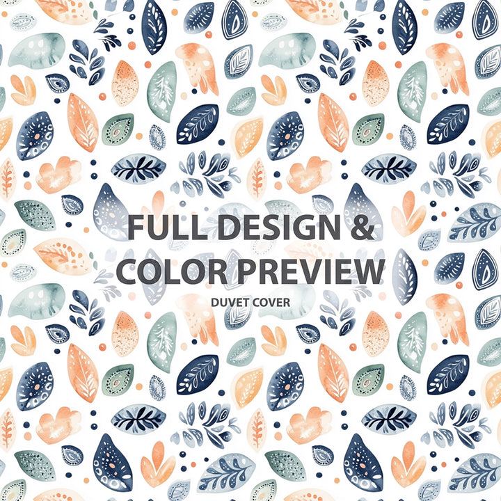Paisley Duvet Cover Set of 5 - Blue And Orange Paisley Petals Bedding And Throw Pillow Set