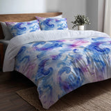 Boho Bedding Set of 5 - Blue And Purple  Paisley Cloud Duvet Cover And Throw Cushion Set
