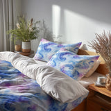 Boho Bedding Set of 5 - Blue And Purple  Paisley Cloud Duvet Cover And Throw Cushion Set
