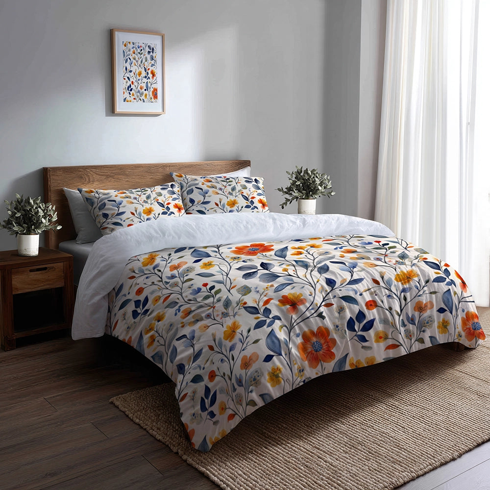 Paisley 5 Pcs Bedding Set - Colorful Summer  Paisley Gardens Duvet Cover And Pillow Set