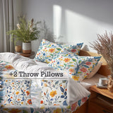 Paisley Duvet Cover Set of 5 - Colorful Summer  Paisley Gardens Bedding And Throw Pillow Set