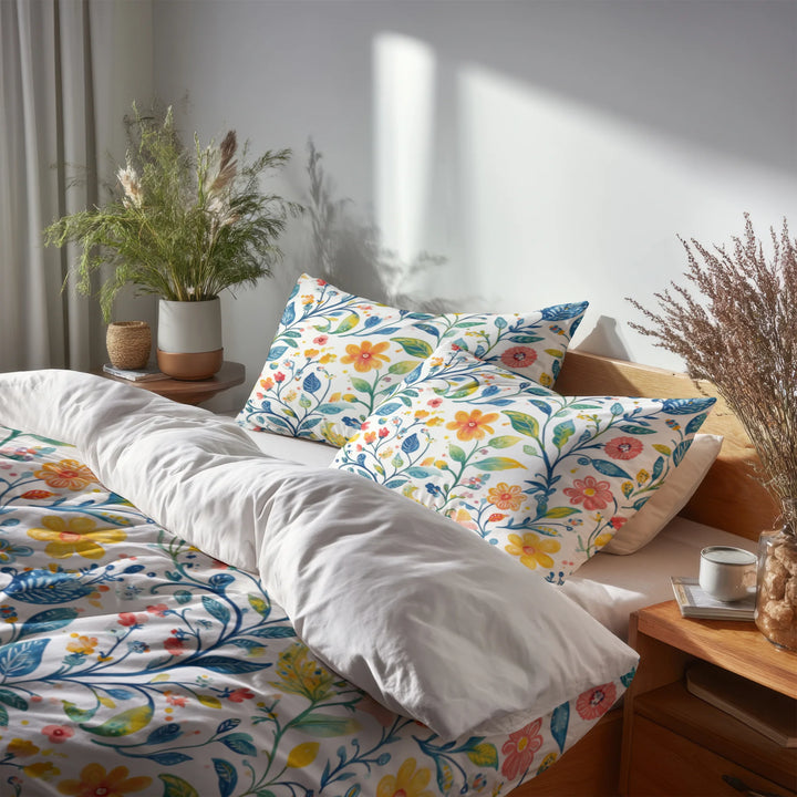 Paisley Duvet Cover Set of 5 - Colorful Summer  Paisley Gardens Bedding And Throw Pillow Set
