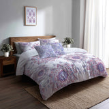 Boho Bedding Set - Soft Purple Mandala Duvet Cover And Cushion Set