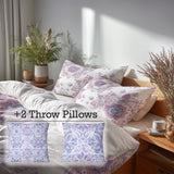 Boho Bedding Set - Soft Purple Mandala Duvet Cover And Cushion Set