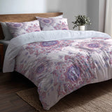 Boho Bedding Set - Soft Purple Mandala Duvet Cover And Cushion Set