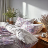 Boho Bedding Set - Soft Purple Mandala Duvet Cover And Cushion Set