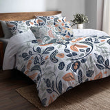 Boho Bedding Set of 5 - Botanical Paisley Duvet Cover And Throw Pillow Set