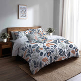 Boho Bedding Set of 5 - Botanical Paisley Duvet Cover And Throw Pillow Set