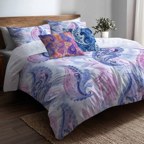 Modern Bedding Set - Paisley Harmony Duvet Cover And Cushion Set