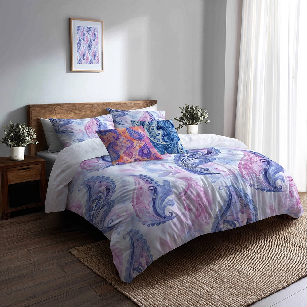 Modern Bedding Set - Paisley Harmony Duvet Cover And Cushion Set