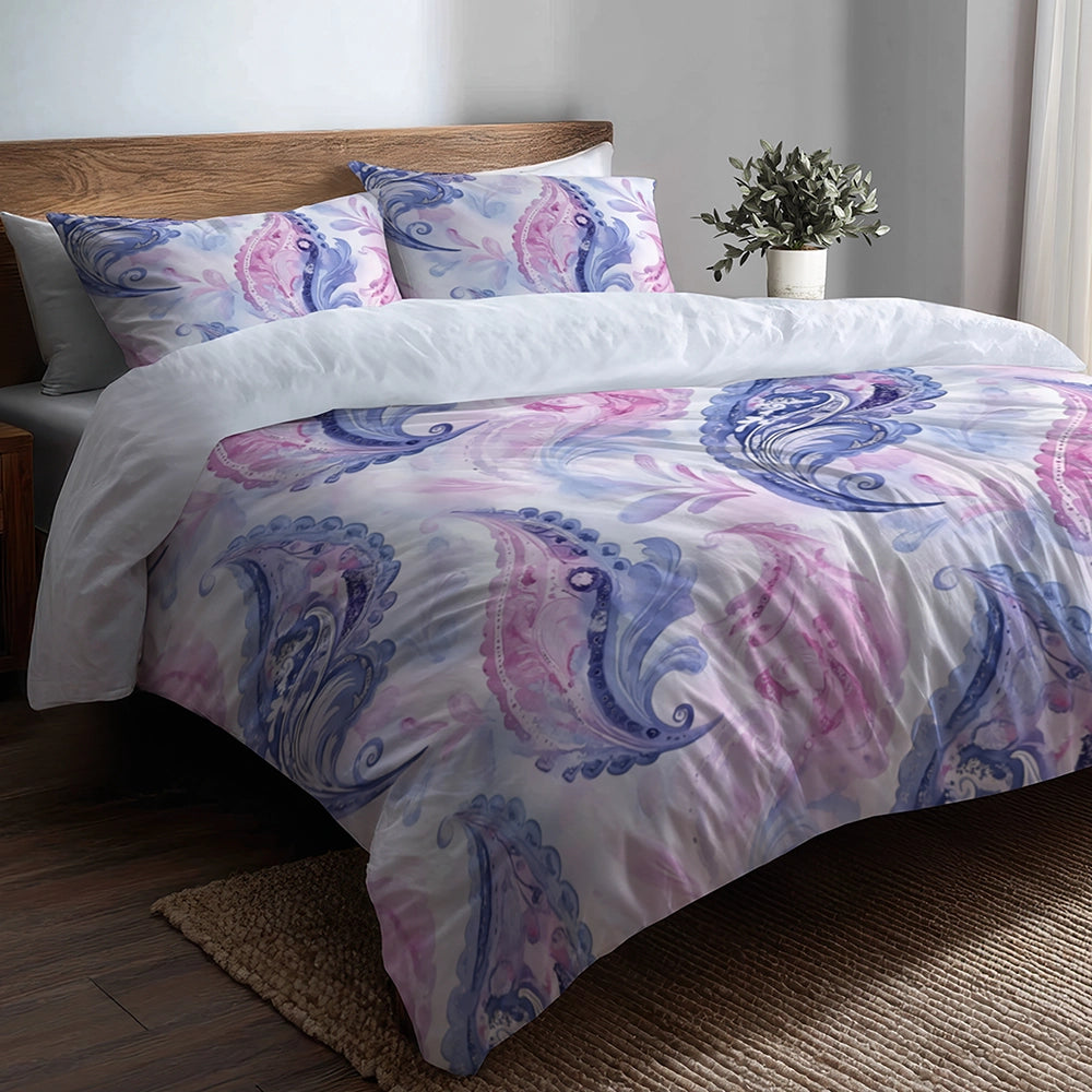 Modern Bedding Set - Paisley Harmony Duvet Cover And Cushion Set