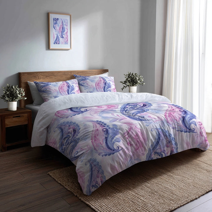 Modern Bedding Set - Paisley Harmony Duvet Cover And Cushion Set