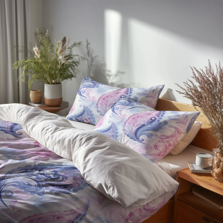 Modern Bedding Set - Paisley Harmony Duvet Cover And Cushion Set