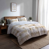 Plaid Bedding Set 5 Pcs - Neutral Plaid Duvet Cover And Throw Pillow Set