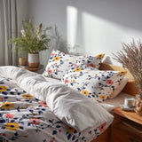 Country / Farmhouse Bedding Set of 3 - Pink And Yellow  Cherry Blossoms Duvet Cover Set