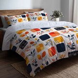 Modern Bedding Set of 5 - Minimal Quilt Duvet Cover And Throw Pillow Set