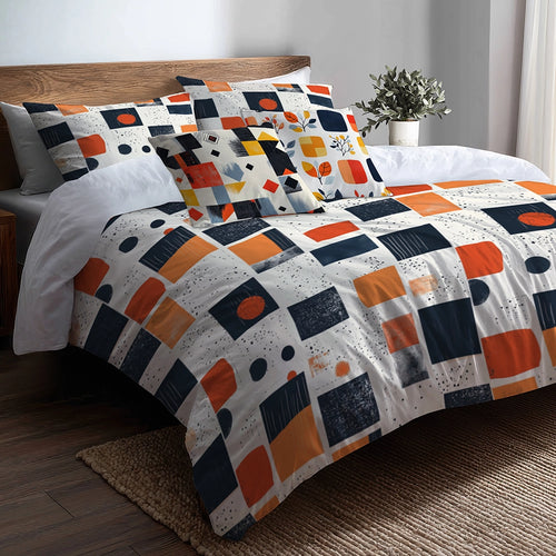 Patchwork 5 Pcs Bedding Set - Minimal Quilt Duvet Cover And Pillow Set