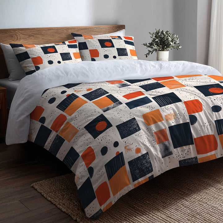 Patchwork 5 Pcs Bedding Set - Minimal Quilt Duvet Cover And Pillow Set