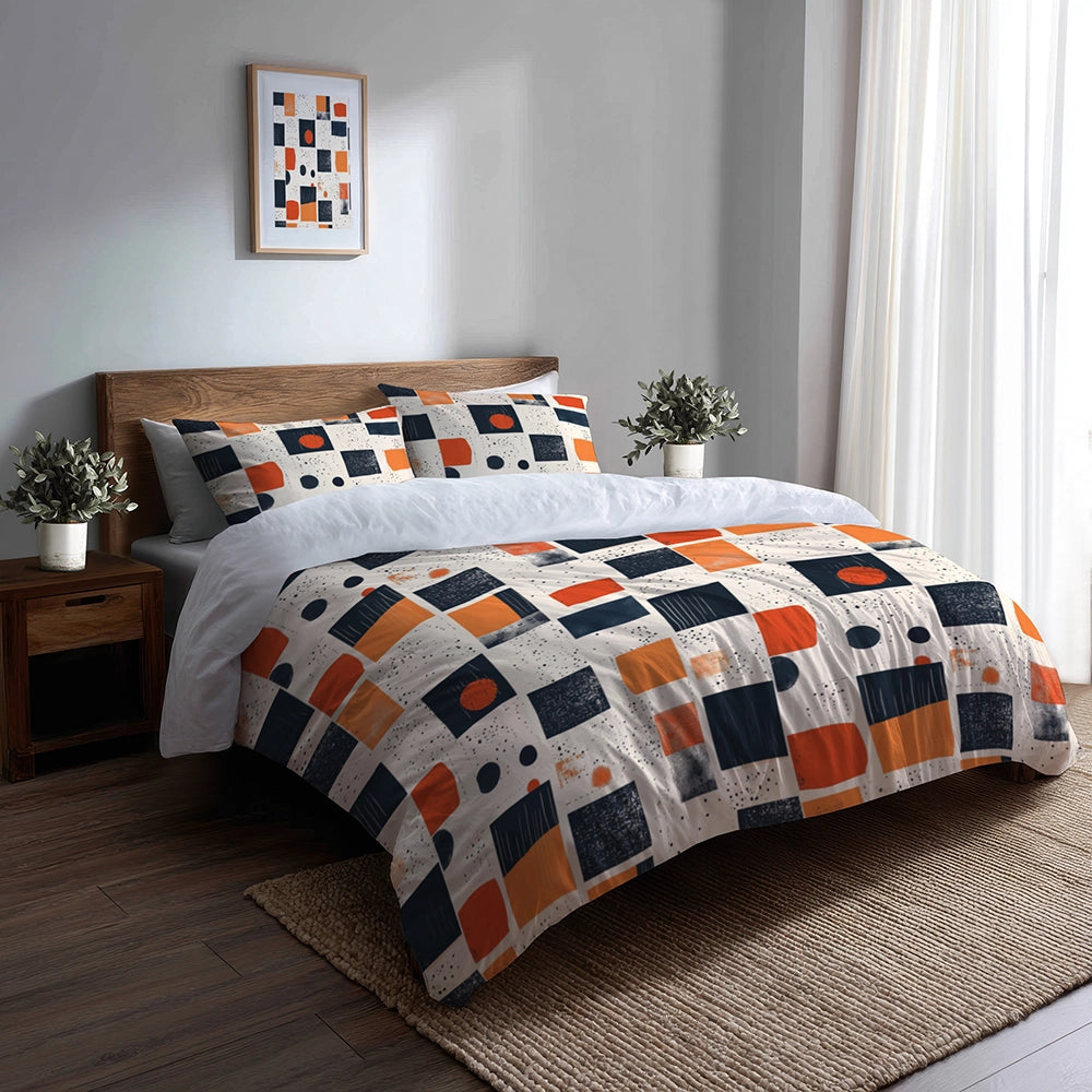 Patchwork 5 Pcs Bedding Set - Minimal Quilt Duvet Cover And Pillow Set