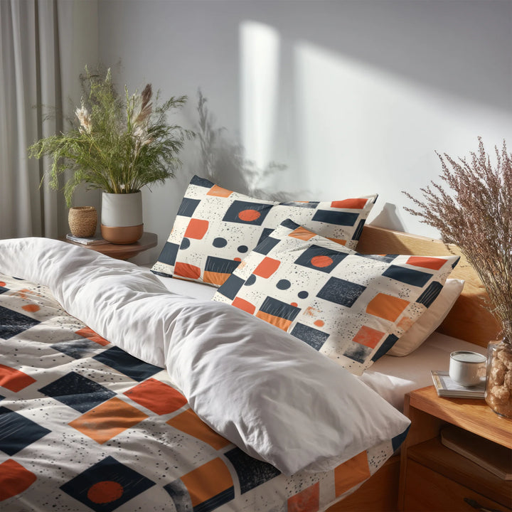 Patchwork 5 Pcs Bedding Set - Minimal Quilt Duvet Cover And Pillow Set