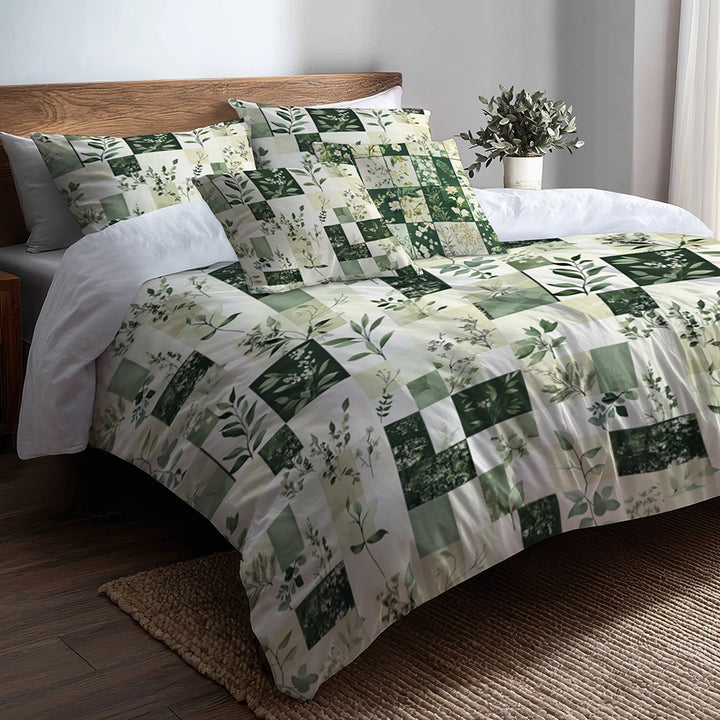 Patchwork Duvet Cover Set of 5 - Meadows Quilt Bedding And Throw Pillow Set