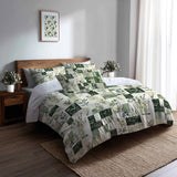 Patchwork Duvet Cover Set of 5 - Meadows Quilt Bedding And Throw Pillow Set