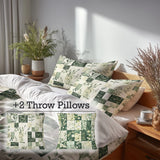Patchwork Duvet Cover Set of 5 - Meadows Quilt Bedding And Throw Pillow Set