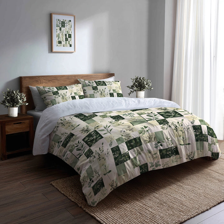 Patchwork Duvet Cover Set of 5 - Meadows Quilt Bedding And Throw Pillow Set