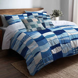 Patchwork Duvet Cover Set of 5 - Ocean Quilt Bedding And Throw Pillow Set