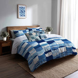 Patchwork Duvet Cover Set of 5 - Ocean Quilt Bedding And Throw Pillow Set