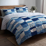 Patchwork Duvet Cover Set of 5 - Ocean Quilt Bedding And Throw Pillow Set
