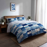 Patchwork Duvet Cover Set of 5 - Ocean Quilt Bedding And Throw Pillow Set