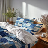 Patchwork Duvet Cover Set of 5 - Ocean Quilt Bedding And Throw Pillow Set