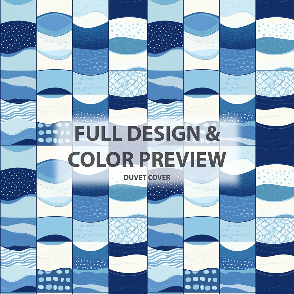 Patchwork Duvet Cover Set of 5 - Ocean Quilt Bedding And Throw Pillow Set