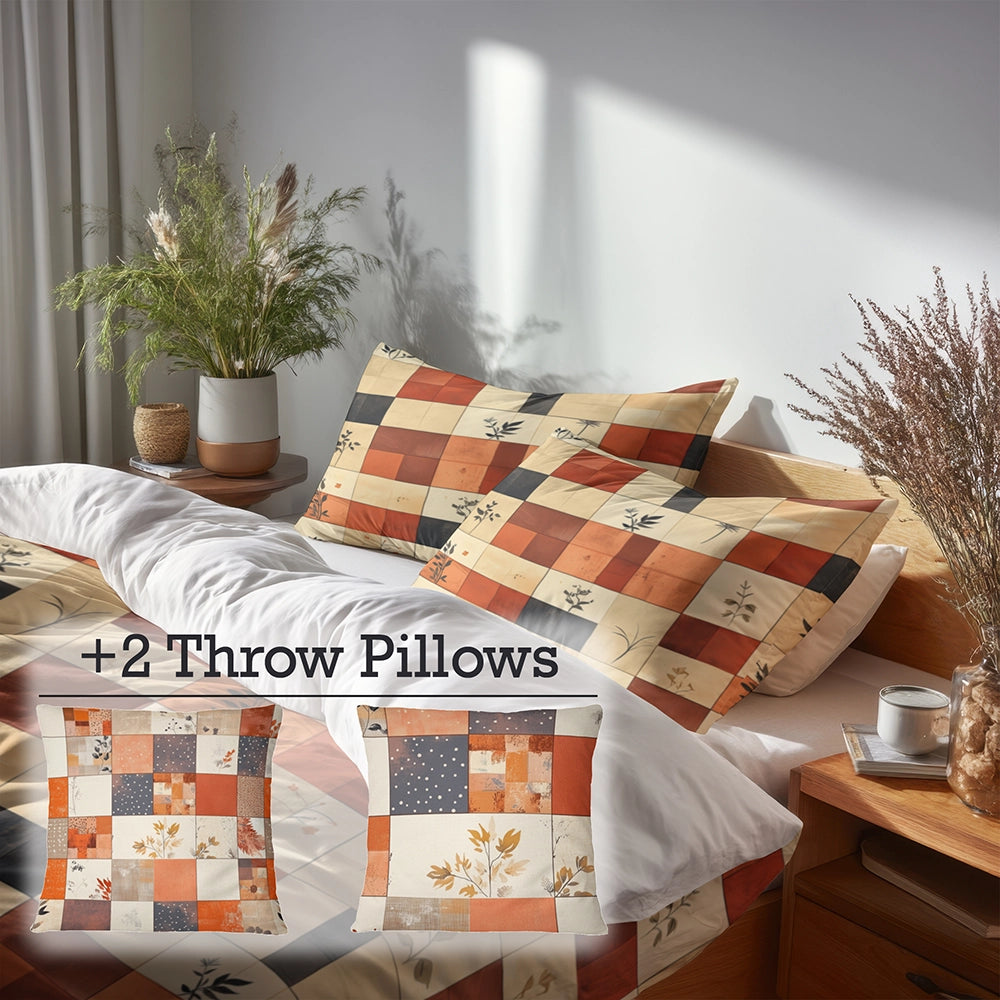 Country / Farmhouse Bedding Set - Warm Quilt Duvet Cover And Cushion Set