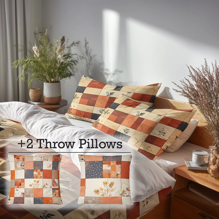 Country / Farmhouse Bedding Set - Warm Quilt Duvet Cover And Cushion Set