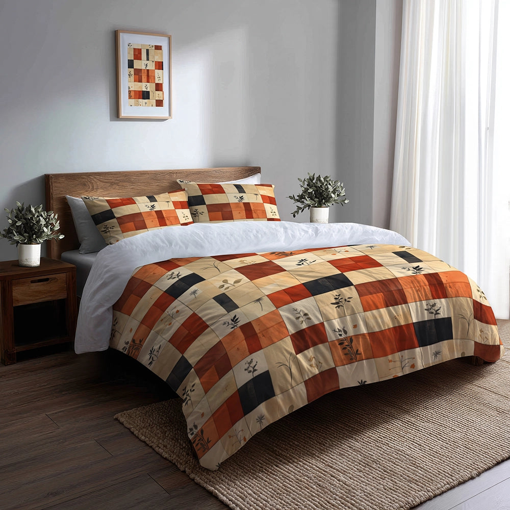 Country / Farmhouse Bedding Set - Warm Quilt Duvet Cover And Cushion Set