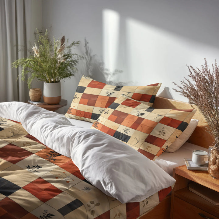 Country / Farmhouse Bedding Set - Warm Quilt Duvet Cover And Cushion Set