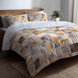 Country / Farmhouse Bedding Set of 5 - Neutral Mix Quilt Duvet Cover And Throw Pillow Set