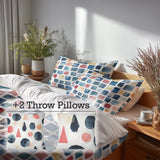 Patchwork Duvet Cover Set of 5 - Blue And Pink Patchwork Bedding And Throw Pillow Set