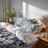 Patchwork Duvet Cover Set of 5 - Blue And Pink Patchwork Bedding And Throw Pillow Set
