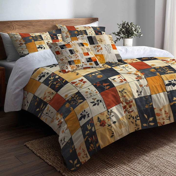 Country / Farmhouse Bedding Set - Harvest Quilt Duvet Cover And Cushion Set