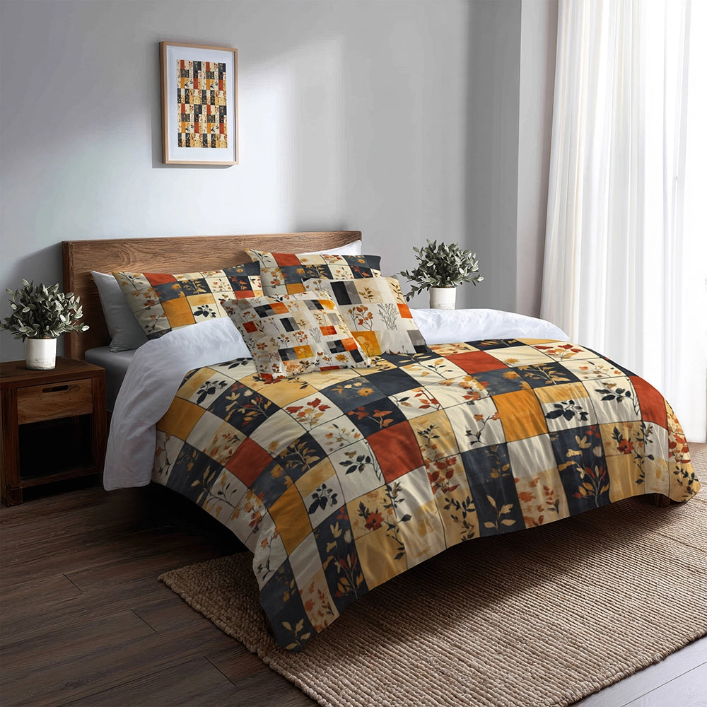 Country / Farmhouse Bedding Set - Harvest Quilt Duvet Cover And Cushion Set