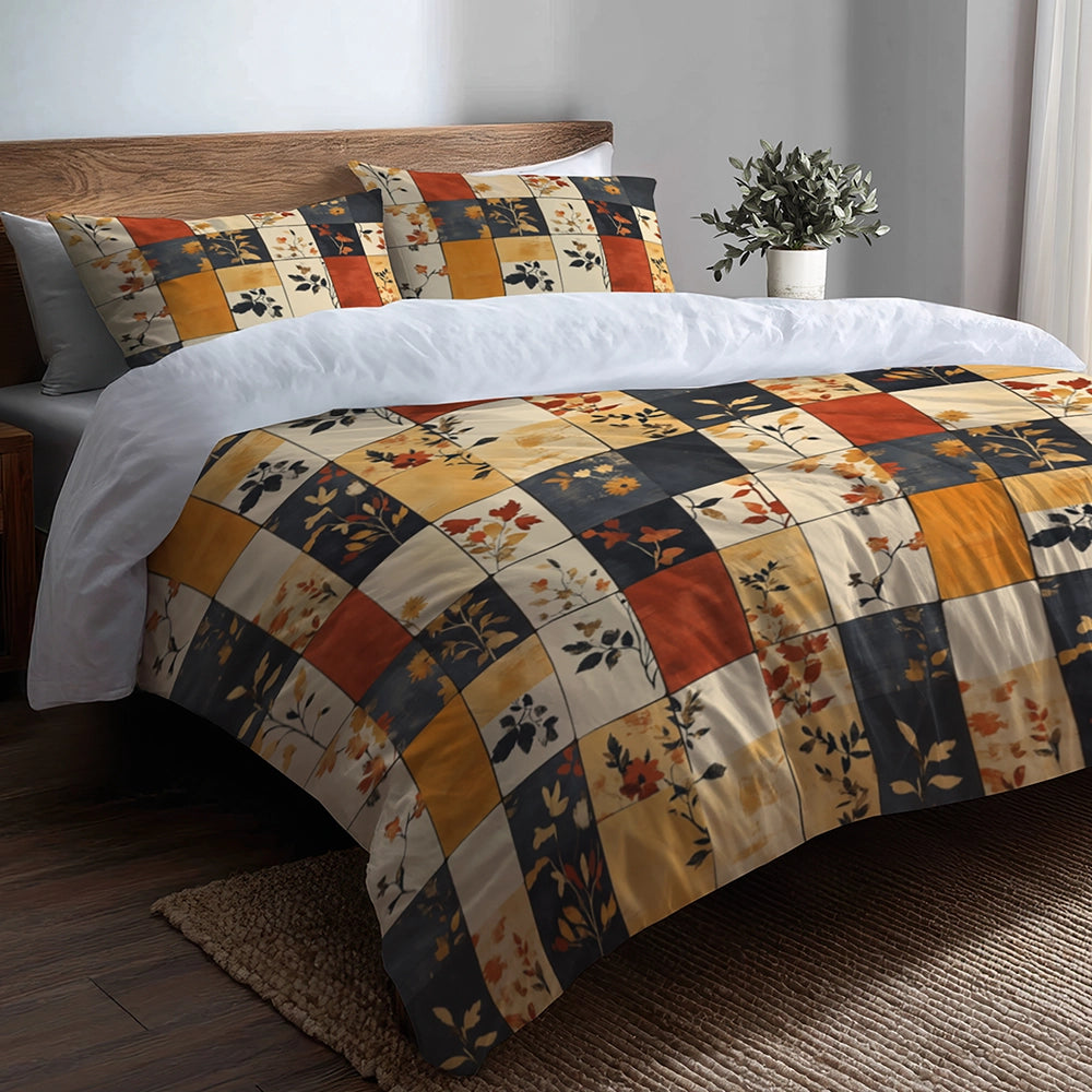 Country / Farmhouse Bedding Set - Harvest Quilt Duvet Cover And Cushion Set